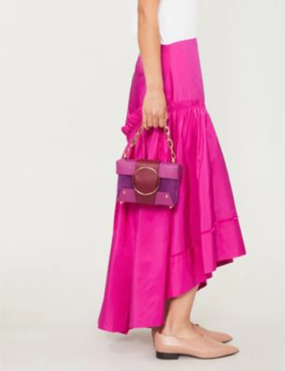 Shop Yuzefi Beige Colour Block Asher Leather Shoulder Bag In Verbena/ruby
