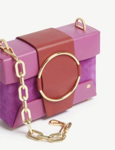 Shop Yuzefi Beige Colour Block Asher Leather Shoulder Bag In Verbena/ruby