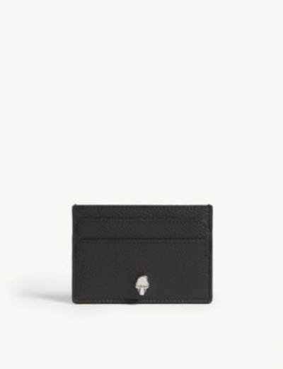 Shop Alexander Mcqueen Black And Silver Crystal Detail Skull Leather Card Holder In Black/silver