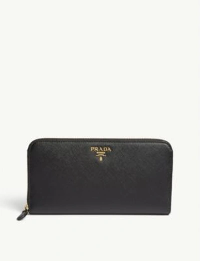 Shop Prada Womens Black Logo Saffiano Leather Continental Wallet