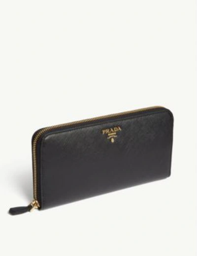 Shop Prada Womens Black Logo Saffiano Leather Continental Wallet