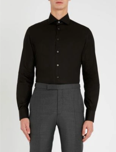 Shop Corneliani Regular-fit Cotton Shirt In Black