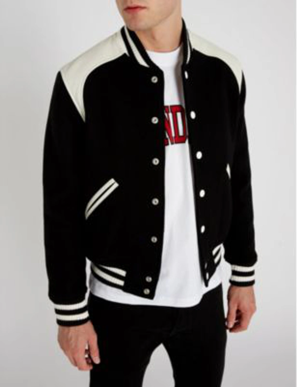 Sandro Tiger embroidered Wool blend Bomber Jacket In Black ModeSens