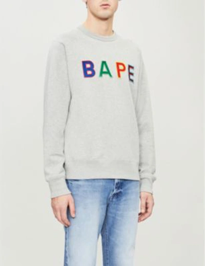 Shop A Bathing Ape Bape Cotton-jersey Sweatshirt In Gray