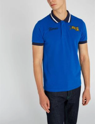 Shop Kenzo Jumping Tiger Cotton-piqué Polo Shirt In French Blue