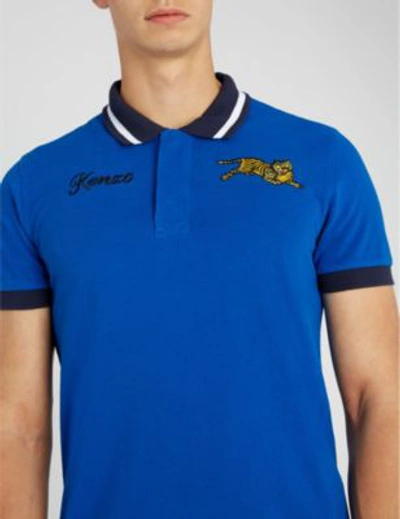 Shop Kenzo Jumping Tiger Cotton-piqué Polo Shirt In French Blue