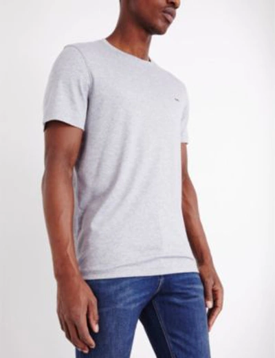 Shop Michael Kors Crewneck Cotton-jersey T-shirt In Heather Grey
