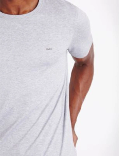 Shop Michael Kors Crewneck Cotton-jersey T-shirt In Heather Grey