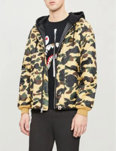 Shop A Bathing Ape Quilted Camouflage-print Shell Jacket In Yellow