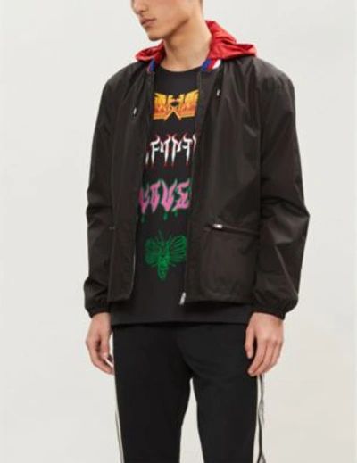 Shop Gucci Metal Slogan-print Cotton-jersey T-shirt In Black