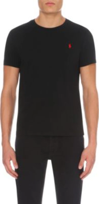 Shop Ralph Lauren Logo-embroidered Cotton-jersey T-shirt In Black