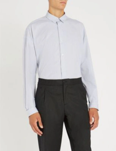 Shop The Kooples Striped Slim-fit Cotton Shirt In Bla09
