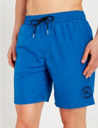 Shop Burberry Logo-embroidered Swim Shorts In Bright Navy