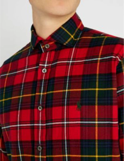 Shop Polo Ralph Lauren Checked Regular-fit Cotton Shirt In 1285 Red/evergreen