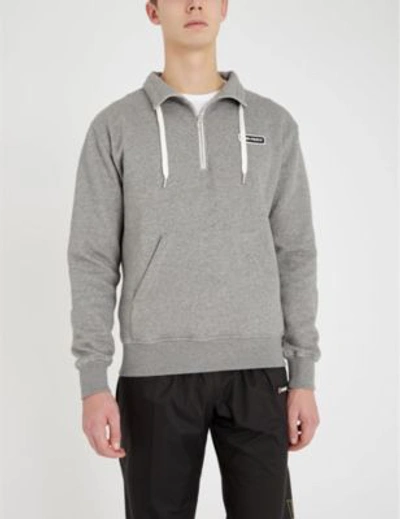 Shop Ami Alexandre Mattiussi Half-zip Cotton-jersey Sweatshirt In Heather Grey