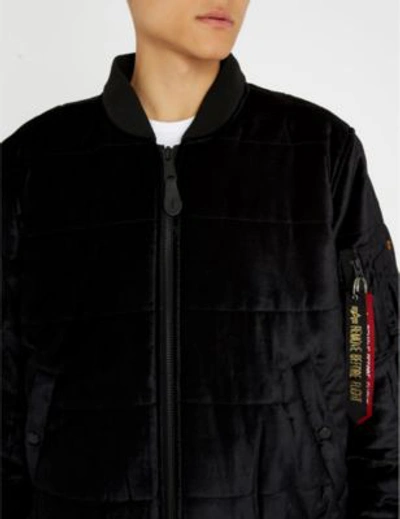 Shop Alpha Industries Two-tone Velvet Bomber Jacket In Black