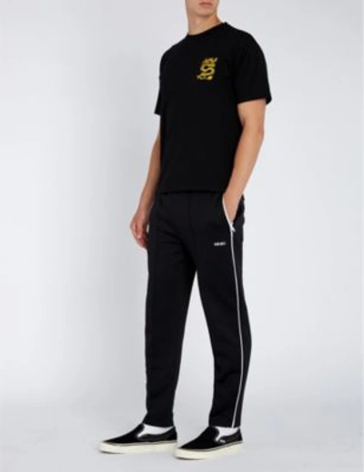 Shop Kenzo Relaxed-fit Jersey Jogging Bottoms In Black