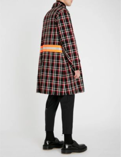 Shop Undercover Checked Wool Coat In Black