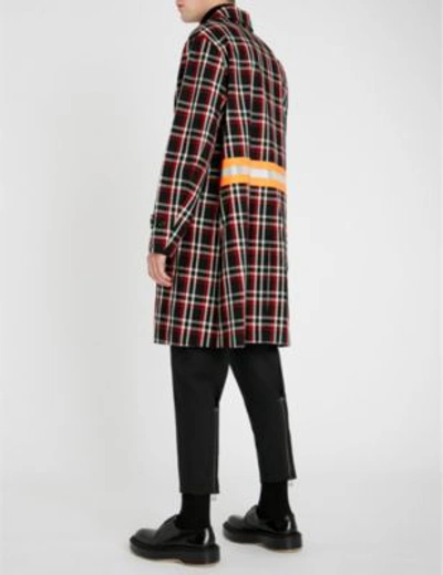 Shop Undercover Checked Wool Coat In Black