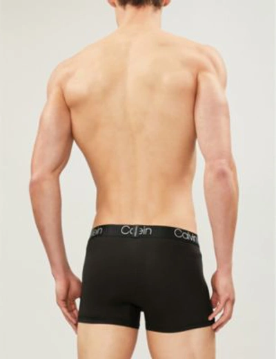 Shop Calvin Klein Mens Black Luxe Modal Stretch-cotton Trunks S