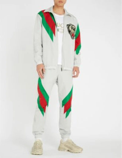 Shop Gucci Colour-blocked Shell Jogging Bottoms In Ivory