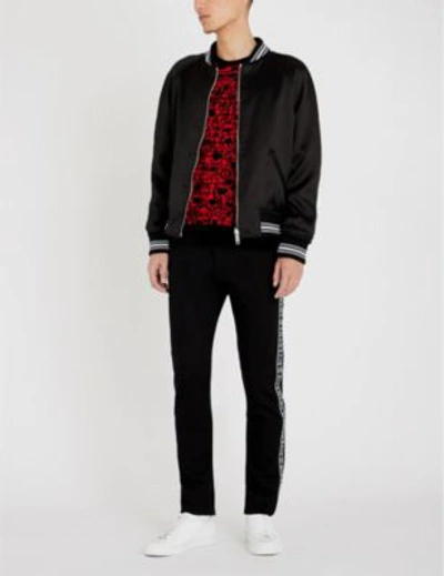 Shop Givenchy Embroidered Reversible Satin-twill Bomber Jacket In Black