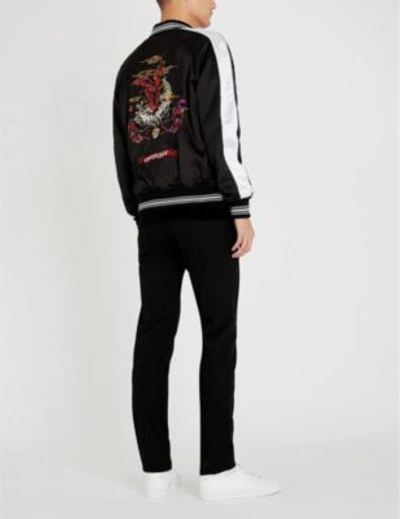 Shop Givenchy Embroidered Reversible Satin-twill Bomber Jacket In Black