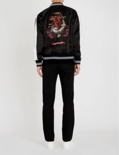 Shop Givenchy Embroidered Reversible Satin-twill Bomber Jacket In Black