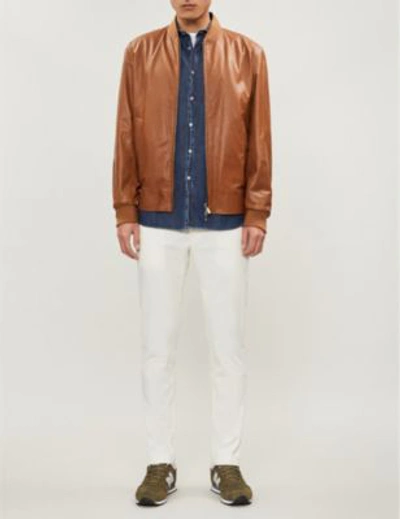 Shop Brunello Cucinelli Reversible Leather And Shell Bomber Jacket In Tobacco