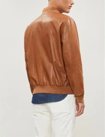 Shop Brunello Cucinelli Reversible Leather And Shell Bomber Jacket In Tobacco