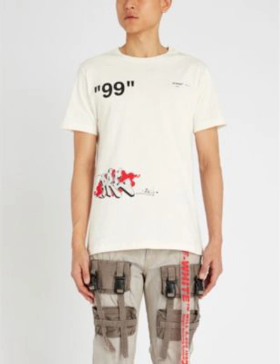 Shop Off-white Logo-print Cotton-jersey T-shirt In Off White