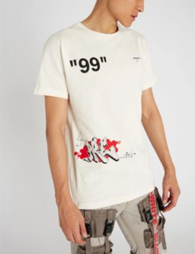 Shop Off-white Logo-print Cotton-jersey T-shirt In Off White