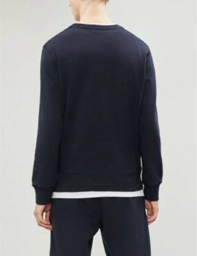 Shop Alexander Mcqueen Skull-embroidered Cotton-jersey Sweatshirt In Navy