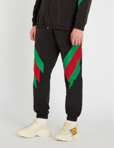 Shop Gucci Colour-blocked Shell Jogging Bottoms In Black