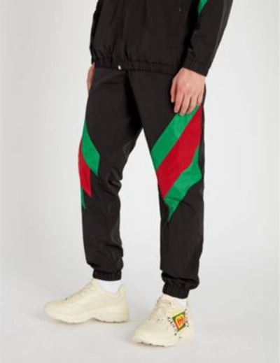Shop Gucci Colour-blocked Shell Jogging Bottoms In Black