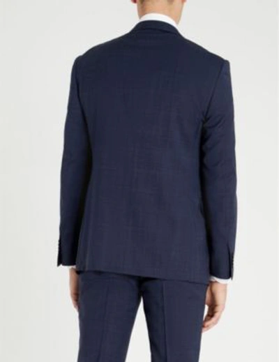 Shop Corneliani Checked Academy-fit Wool Suit In Navy