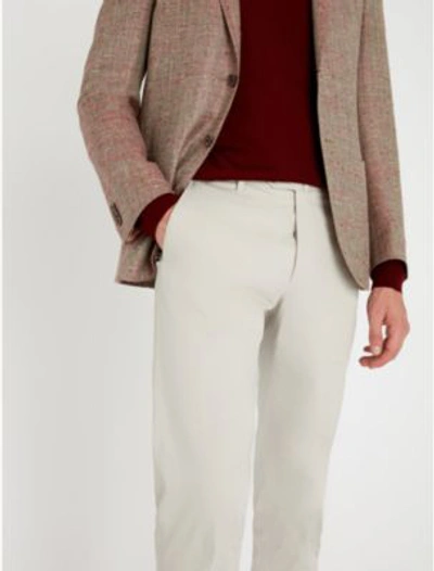 Shop Corneliani Tailored-fit Straight Cotton-blend Chinos In Beige