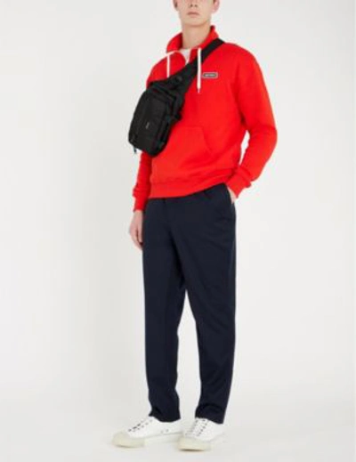 Shop Ami Alexandre Mattiussi Half-zip Cotton-jersey Sweatshirt In Red