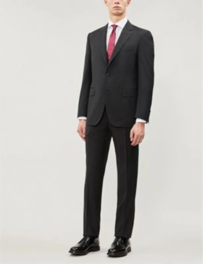 Shop Canali Birdseye Regular-fit Wool Suit In Brown