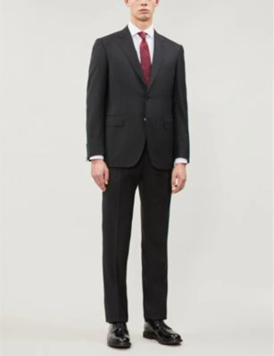 Shop Canali Birdseye Regular-fit Wool Suit In Brown