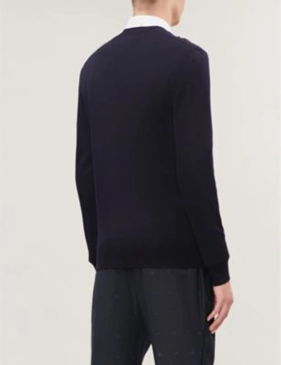 Shop Gucci G-motif Wool Jumper In Navy