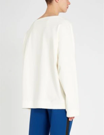 Shop Maison Margiela Logo-print Cotton-jersey Sweatshirt In Off White