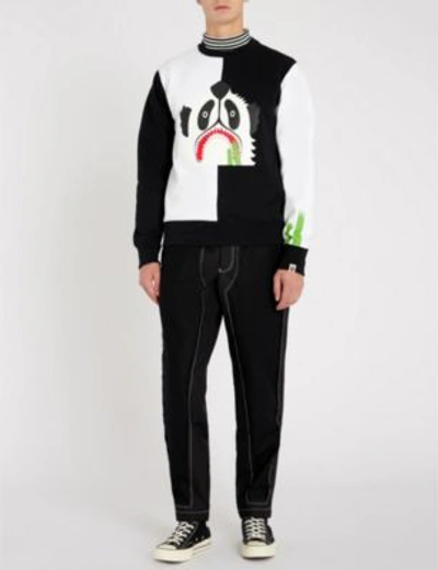 Shop A Bathing Ape Panda-print Cotton-jersey Sweatshirt In Black