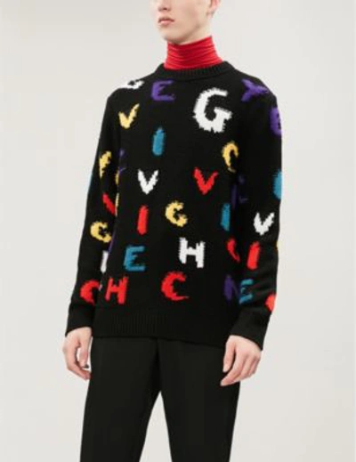 Shop Givenchy Letter Intarsia Wool Jumper In Multi