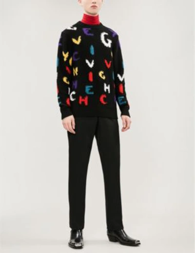 Shop Givenchy Letter Intarsia Wool Jumper In Multi