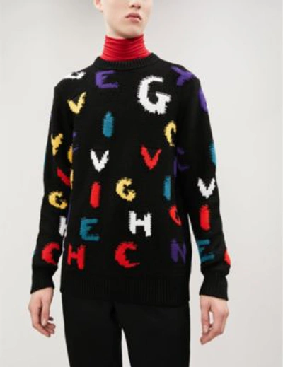 Shop Givenchy Letter Intarsia Wool Jumper In Multi