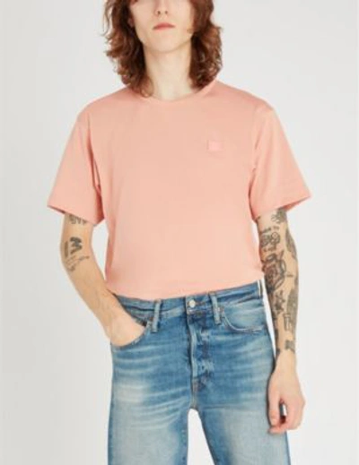 Shop Acne Studios Mens Pale Pink Nash Logo-patch Cotton-jersey T-shirt Xl