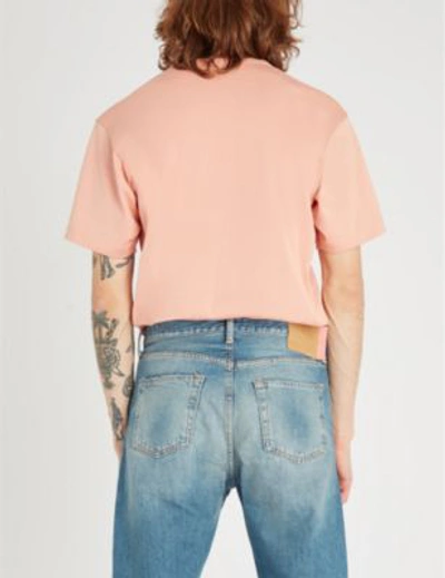 Shop Acne Studios Mens Pale Pink Nash Logo-patch Cotton-jersey T-shirt Xl