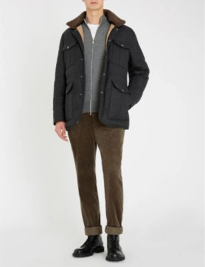 Shop Brunello Cucinelli Zip-up Wool And Cashmere-blend Cardigan In Dark Grey