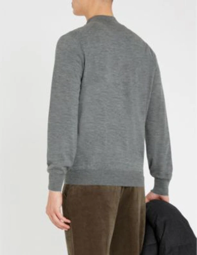 Shop Brunello Cucinelli Zip-up Wool And Cashmere-blend Cardigan In Dark Grey